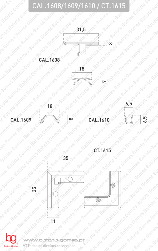 Acess�rios para perfis S�rie DECOFIX